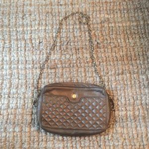 Vintage Ganson brown and gold quilted purse